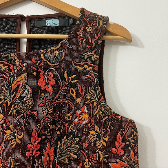 Anthropologie Eva Franco S Brown Jacquard Tulle Boho Feminine Sleeveless Top - Picture 5 of 16